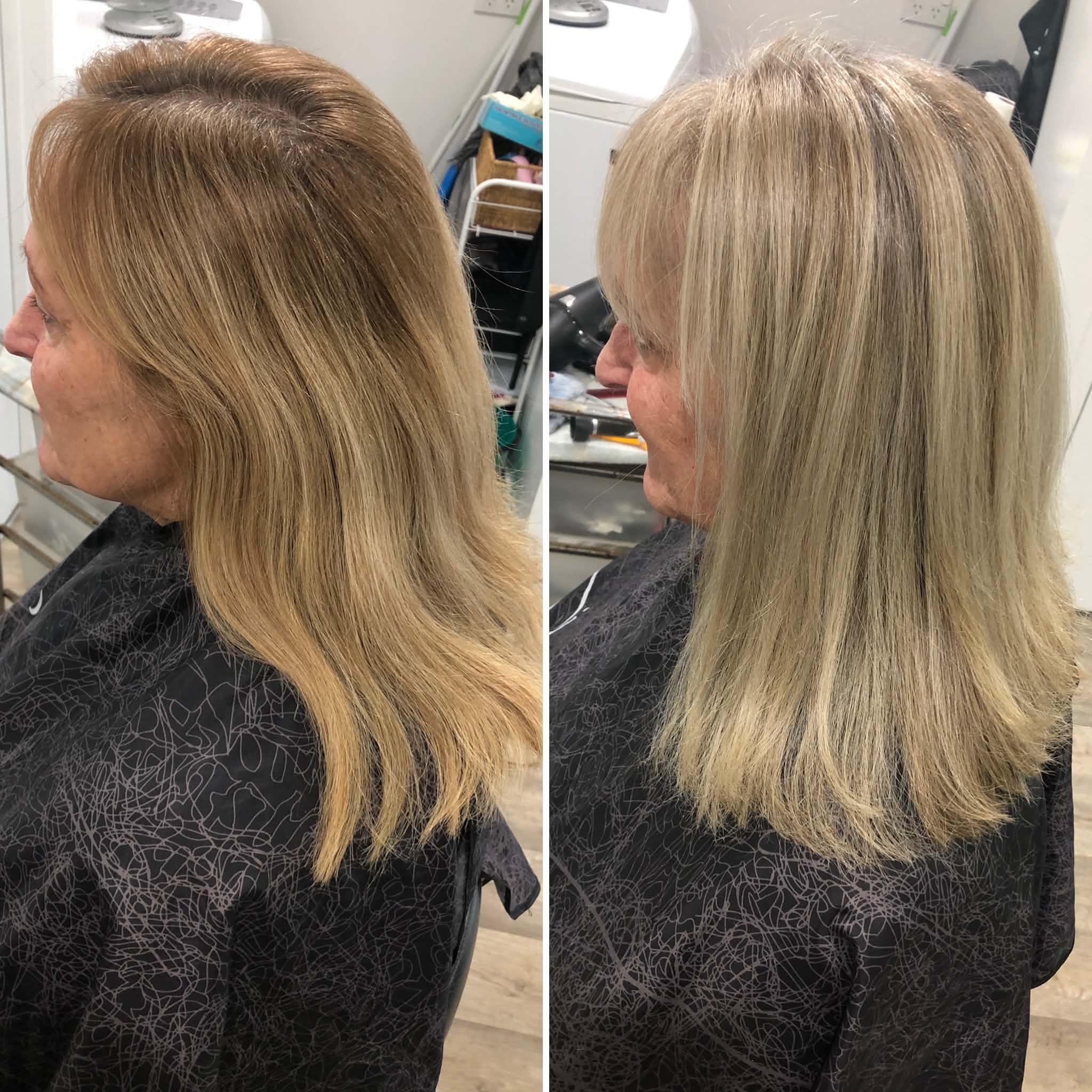 Before and after — soft refresh on natural blonde